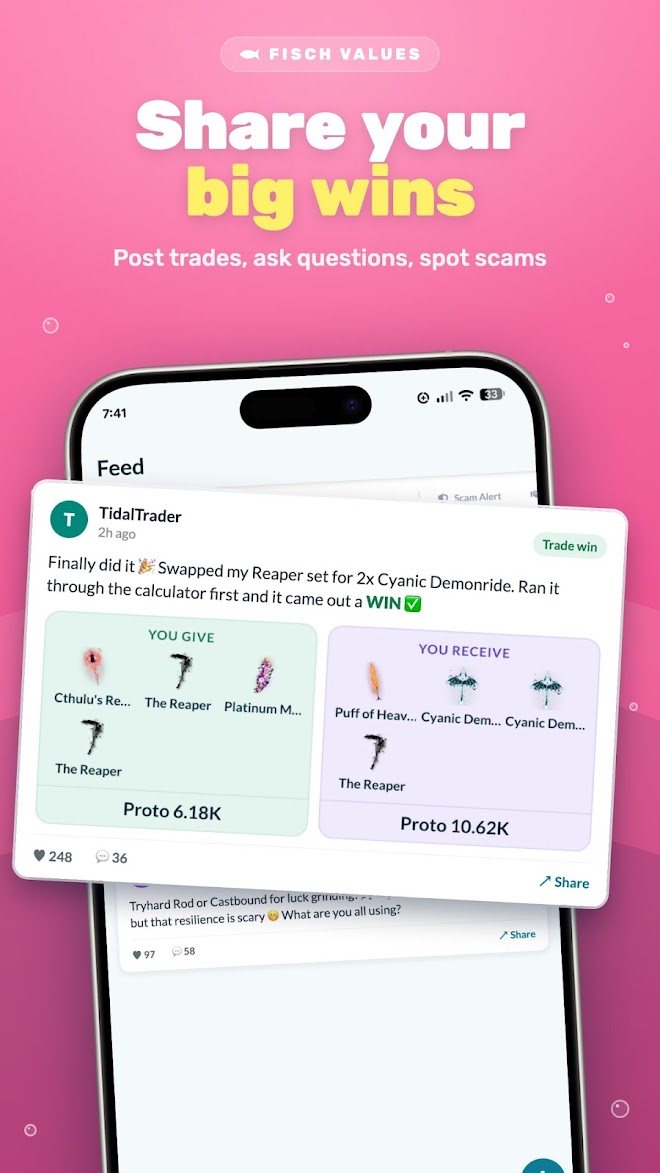 Feed of player trade wins and questions