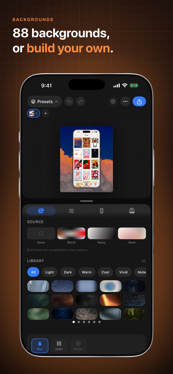 Moat background library with 88 bundled images
